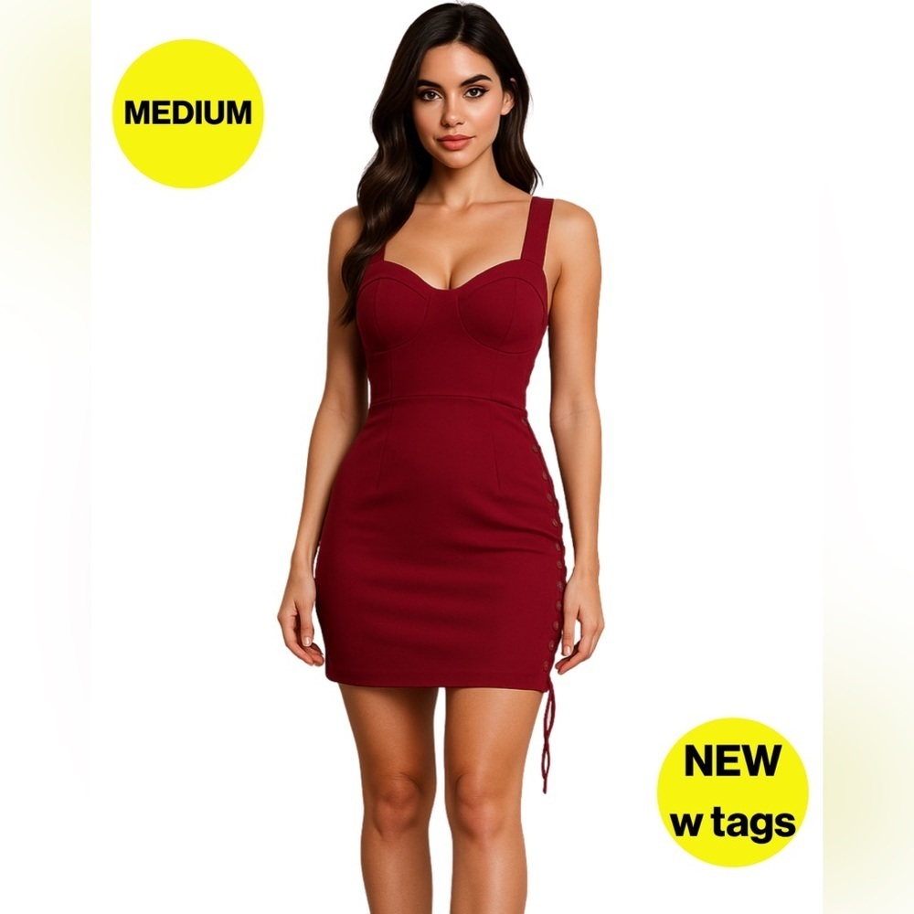 NEW w TAGS 🏷️ MAX + ASH: Burgundy Bodycon Mini Dress (Women’s Size Medium)